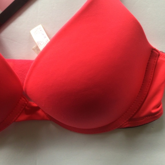 VICTORIAS SECRET PINK WEAR EVERYWHERE NEON PINK PUSH UP BRA 32B - Picture 5 of 13